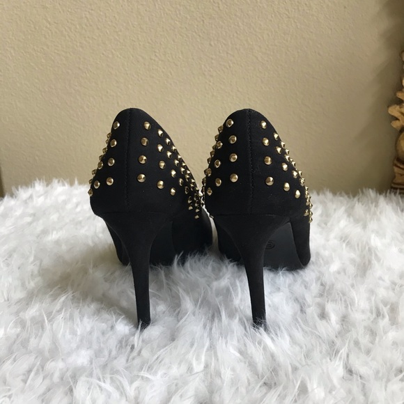 Mossimo black suede like gold studded heels - Picture 4 of 8